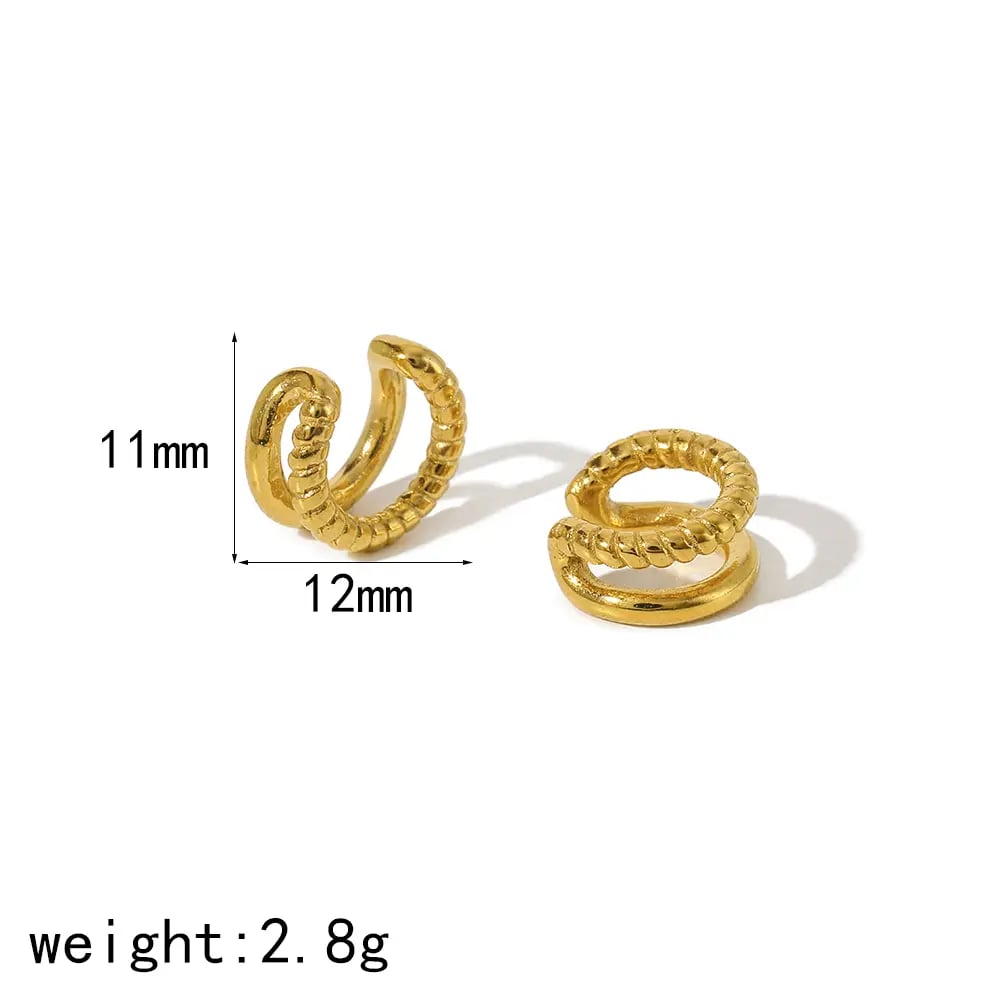 1 pair of stylish  gold-plated stainless steel geometric twist linear ear clips for ladies daily wear h5Picture2